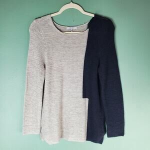 Zozo Womens Cream Black Colorblock Sweater Size Medium